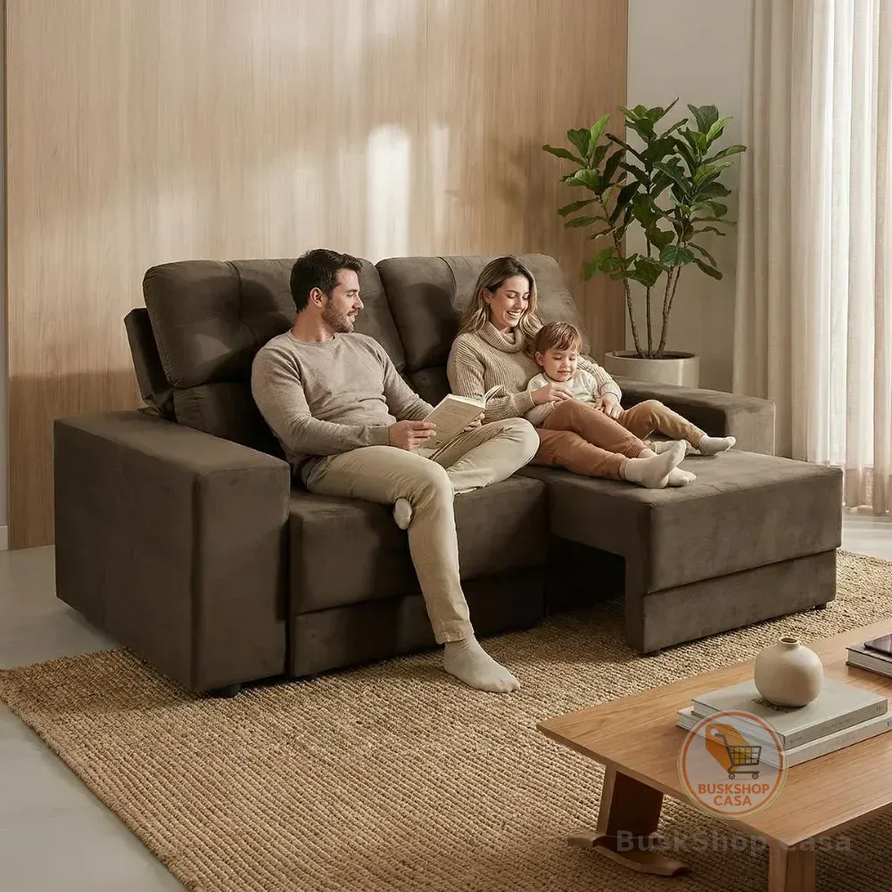 Sofá Retrátil E Reclinável 3 Lugares Espuma - Maringá 180cm Marrom