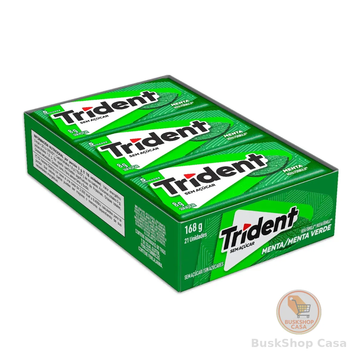 Chiclete Trident Menta Sem Açúcar - Caixa com 21 unid. de 8g