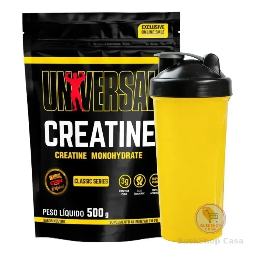 Suplemento Creatina Monohidratada 500g Refil + Coqueteleira - Universal Nutrition Sem Sabor
