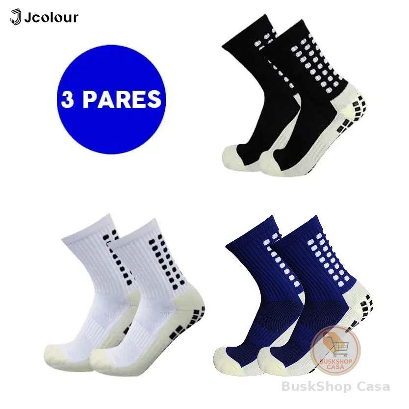 Jcolour Kit 3 Meias Esportivas Futebol Algodão Antiderrapantes De Alta Qualidade A PRONTA ENTREGA
