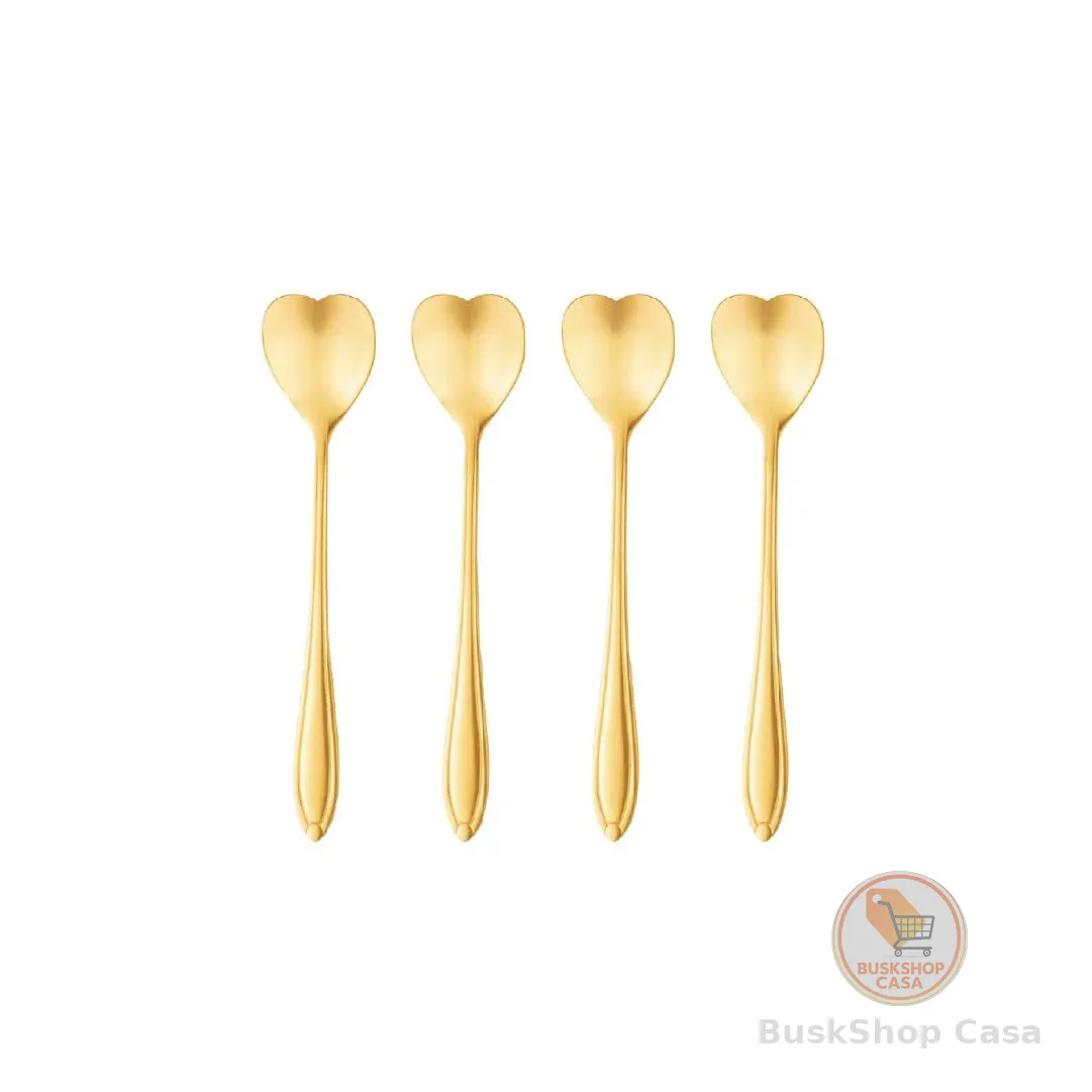 WOLFF - Conjunto 4 Colheres de Chá de Aço Inox Heart Dourado