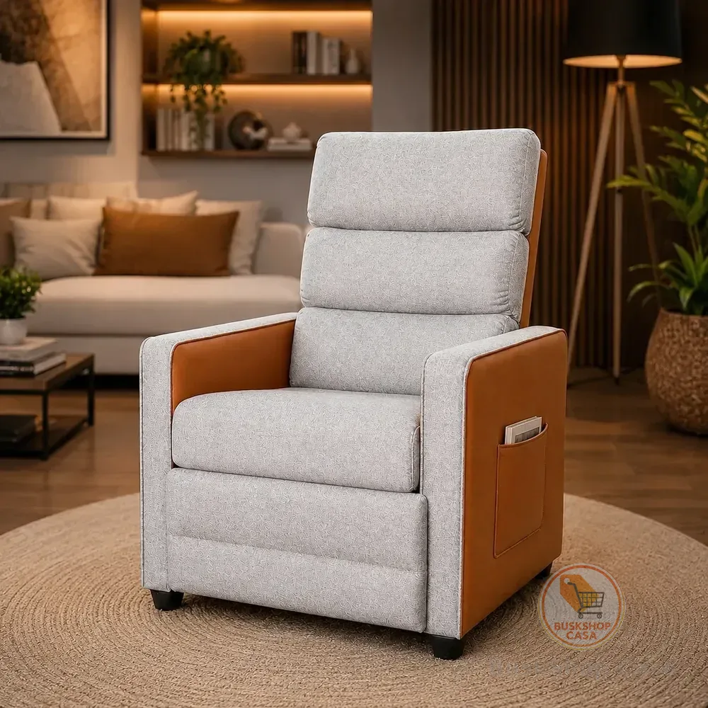 Poltrona Do Papai Reclinável Imperatriz Conforto Premium Cinza/caramelo Linho