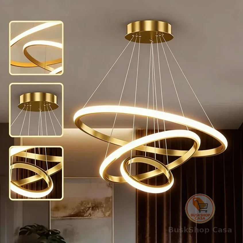 Lustre LED Minimalista Nórdico - 3 Modos de Luz, Ideal para Sala e Cozinha, Iluminação Soft e Econômica O15