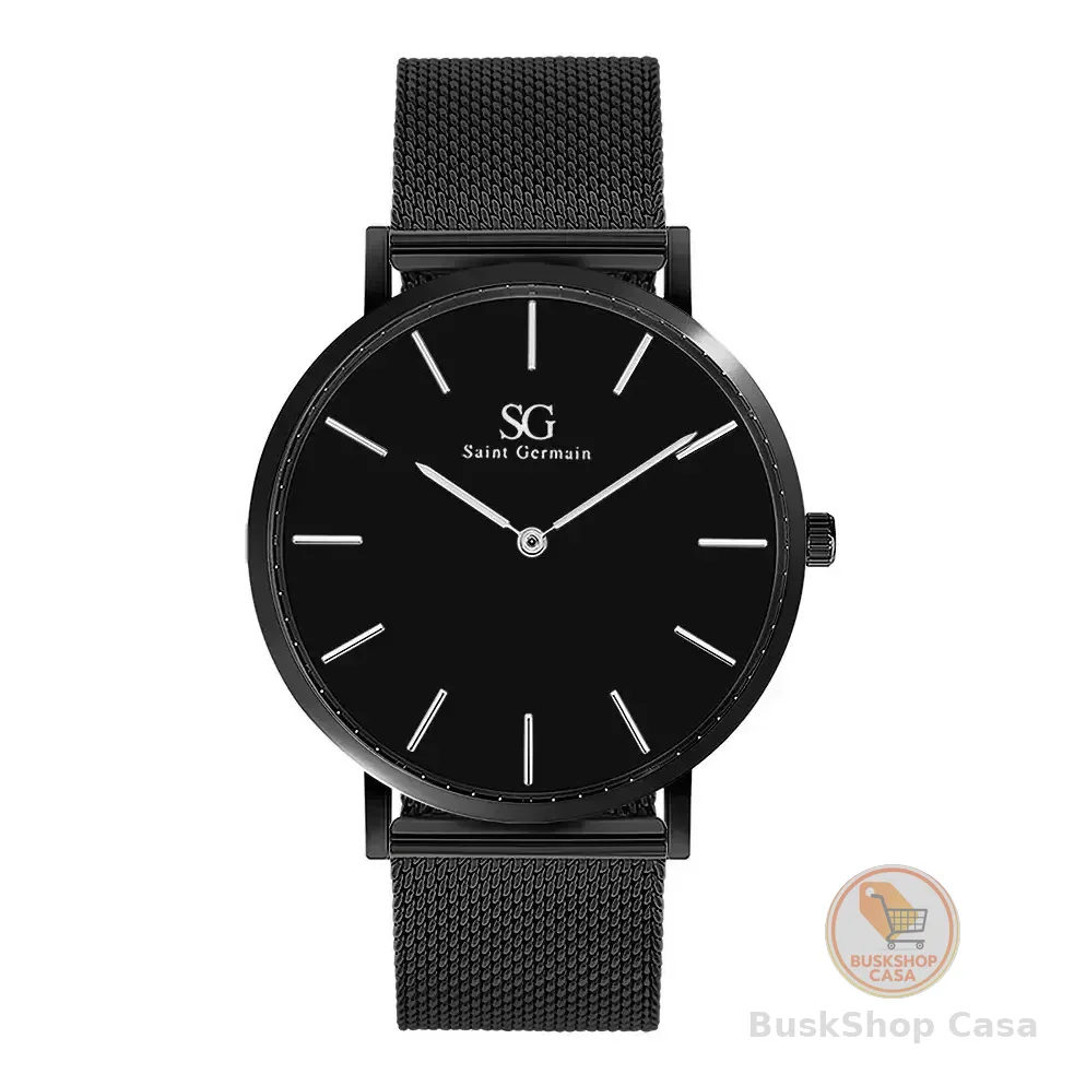 Relógio Unissex Preto Saint Germain Houston Full Black 40mm Fundo Preto