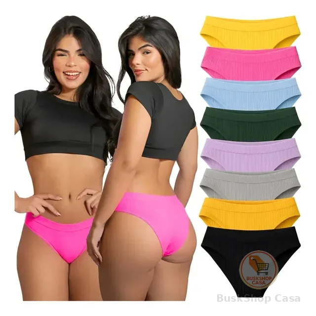 Kit 10 Calcinhas Tanga Canelada Básica