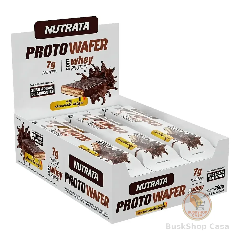 Suplemento Alimentar Proto Wafer 30g Display Com 12 Unidades Sabor Chocolate Belga Nutrata