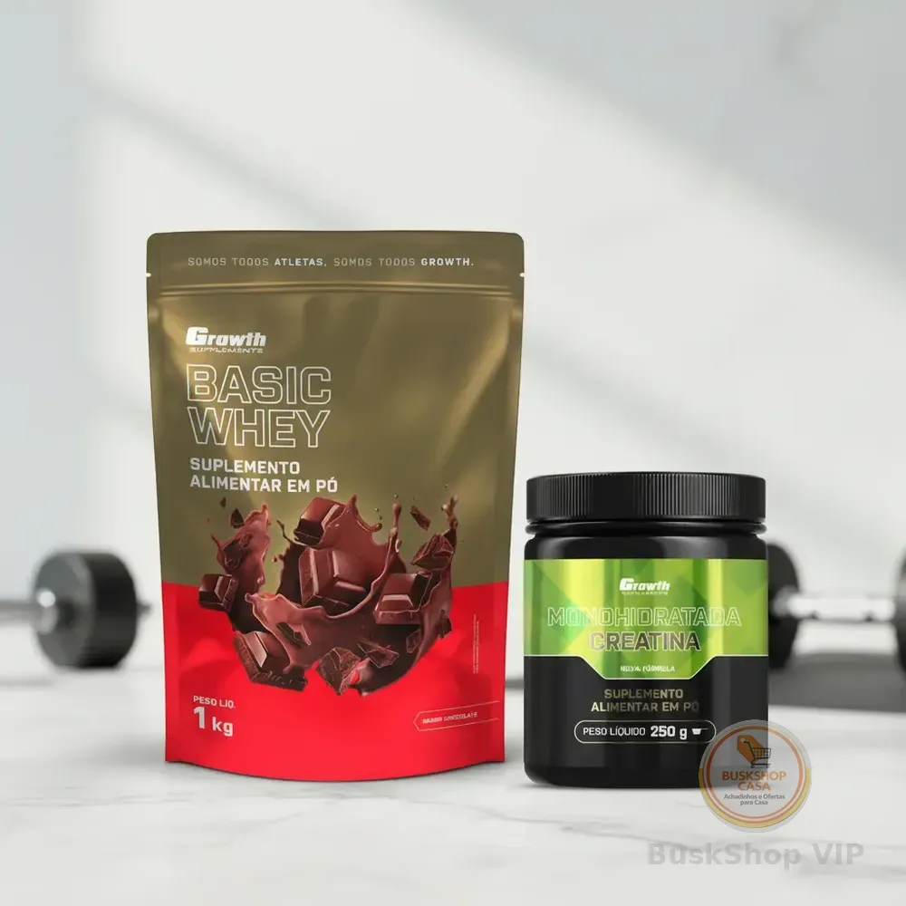 Kit Growth: Whey Protein Basic Chocolate 1kg + Creatina Monohidratada 250g