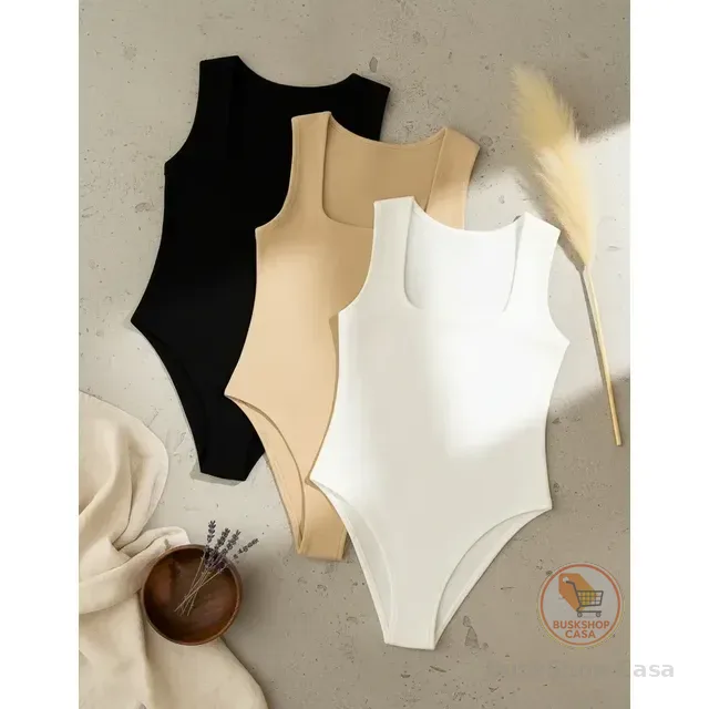 Kit 3 Body Plus Size Regata Decote Quadrado Conforto Estilo
