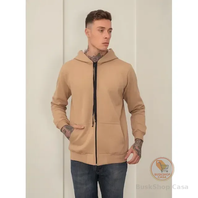 Moletom Masculino Com Capuz E Bolso Fechamento Em Zíper