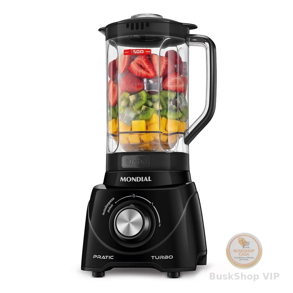 MONDIAL Liquidificador Pratic Turbo, Preto, 550W, 110V - L-98-B