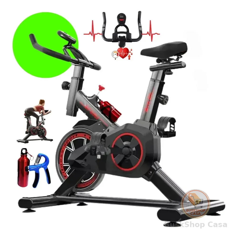 Bicicleta Ergométrica Spinning Profissional Fitness Academia Sport 120 Kgs Preto Premium Bike Academia Para Cardio E Musculação Com Base + Brinde Squeezebar