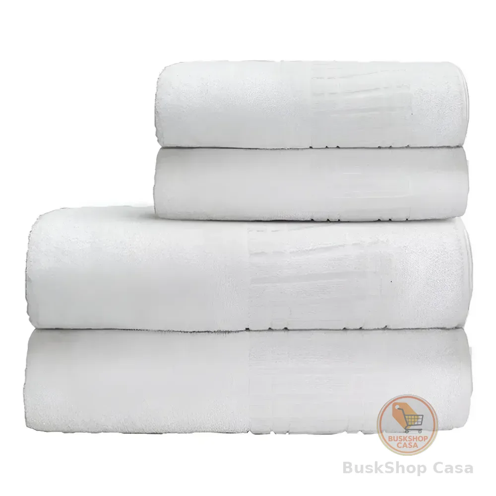 Jogo De Toalha Banho 4 100 Algodão 400 Gr/m Loft Camesa Branco Liso