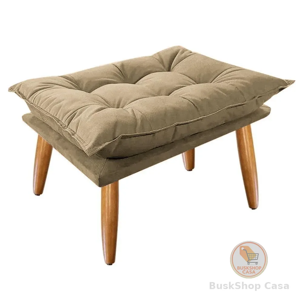 Bela Móveis Puff Opala Slim, Suede Cinza, 42x55x35 cm, Pés Palito, Decorativo para Sala (CAPPUCCINO)