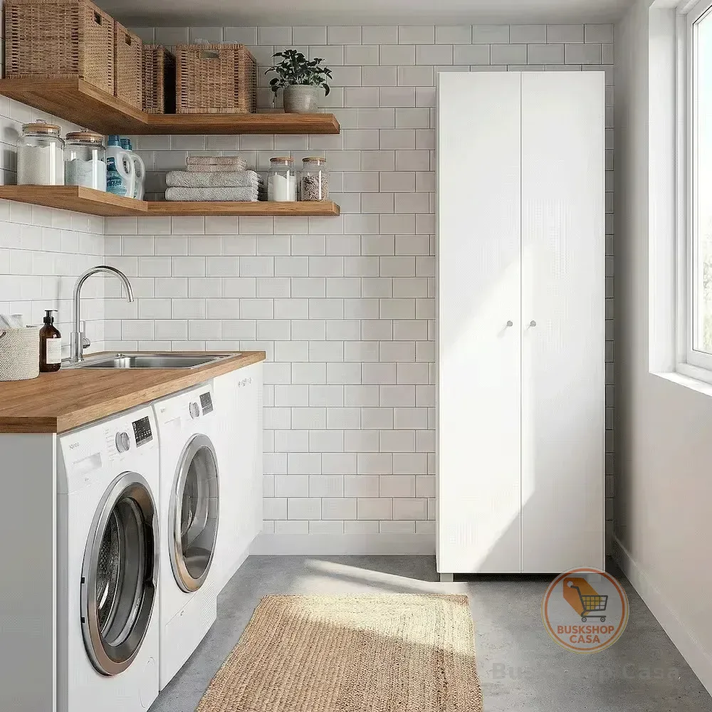 Armário Para Lavanderia Bartira New Clean De 167cm X 53.3cm X 30.5cm Branco