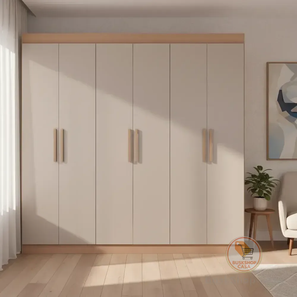 Guarda-roupa Casal Bartira Ville Com 6 Portas E 2 Gavetas Cor Avelã Com Cappuccino