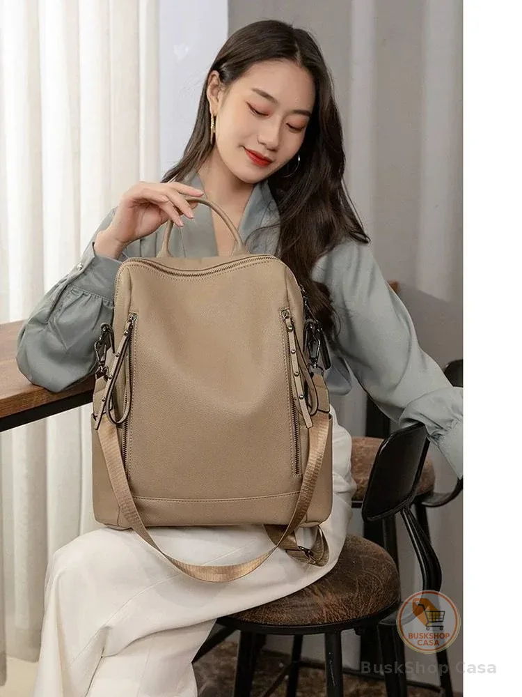 Bolsa Mochila Grande De Ombro e Transversal Feminina De Couro Sofisticada Elegante PU M2356 VT
