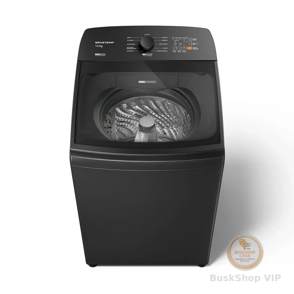 Máquina de Lavar Cinza Platinum Brastemp 14kg com Smart Sensor e Função Reduzir Tempo - BWJ14A9