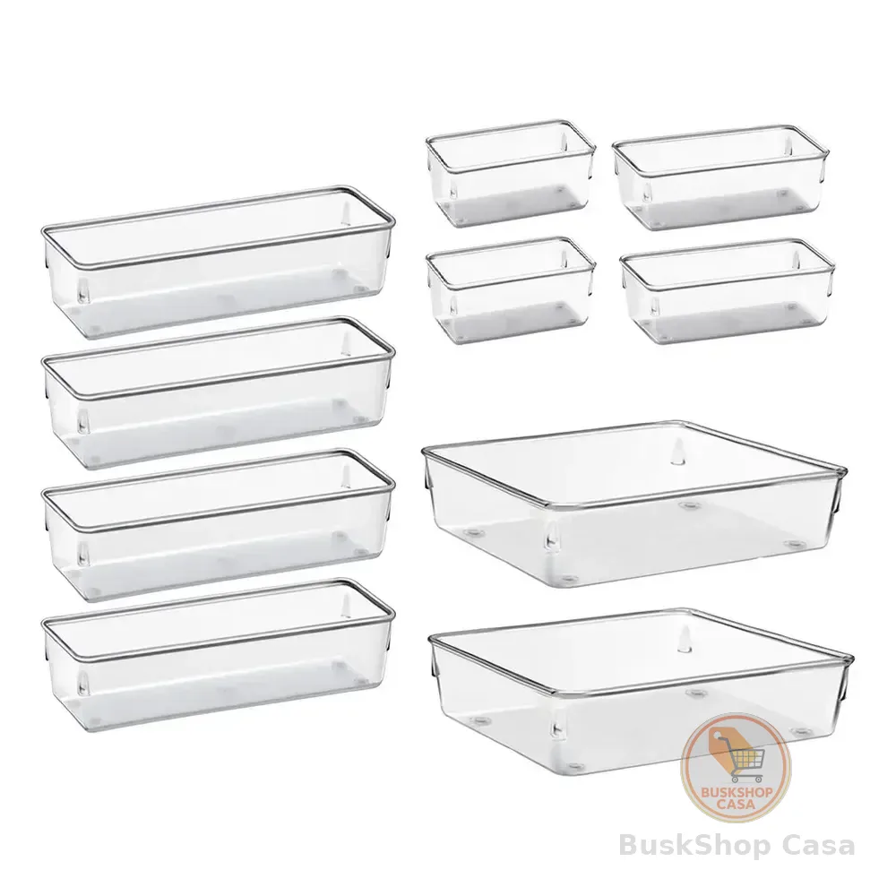 Kit 10 Organizador Multiuso Modular Gaveta Acrilico Rebirth Cor Cristal