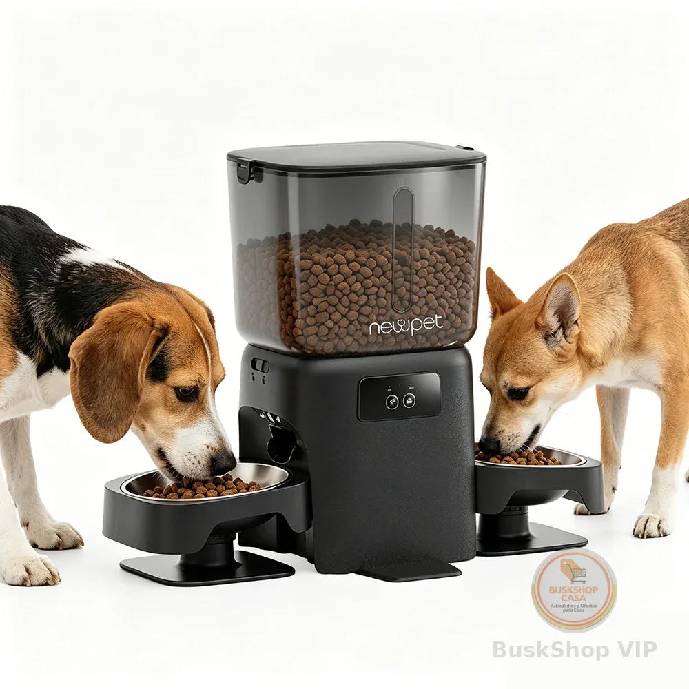 Newpet 6L Double Bowls Comedouro Eletrônico Automático Alimentador Digital Programável Pet Cães Gatos