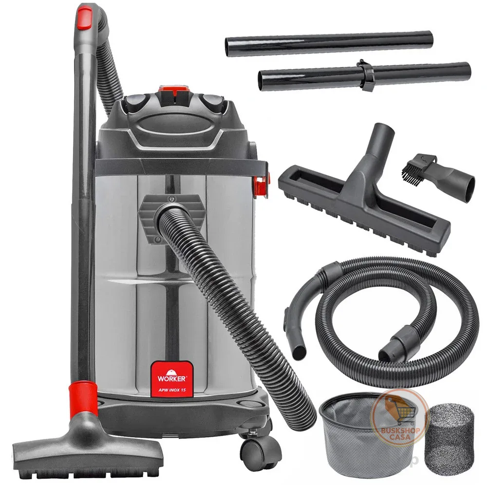 Aspirador Veicular Profissional Inox de Pó e Água Portátil 15L 1400W Worker