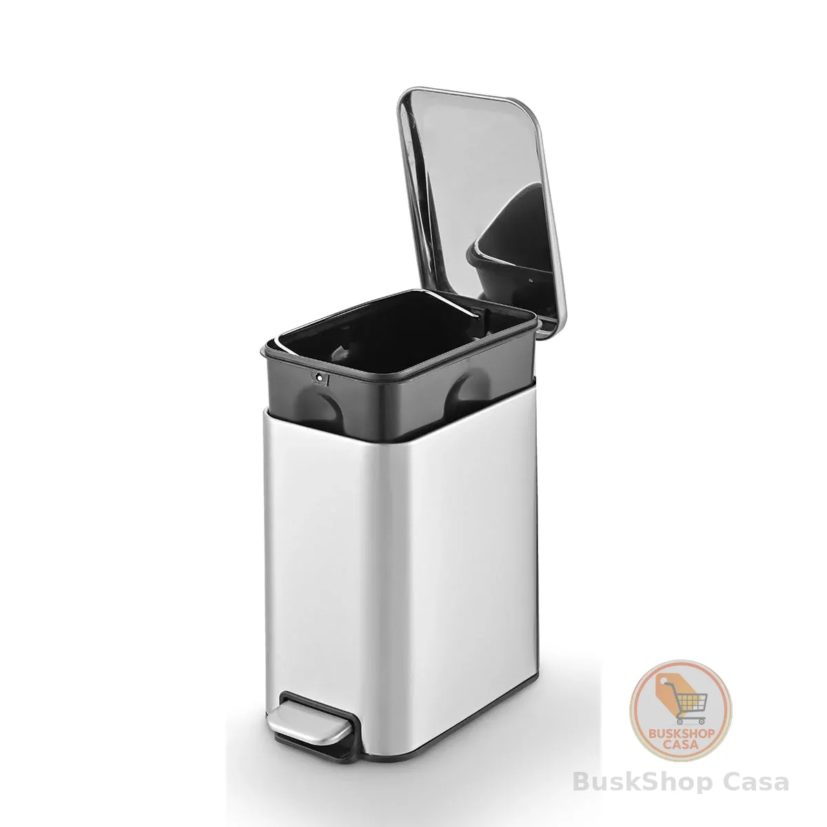 Powermaid Lixeira Retangular Linea com Pedal - Tampa Soft Close - Inox - 5 Litros