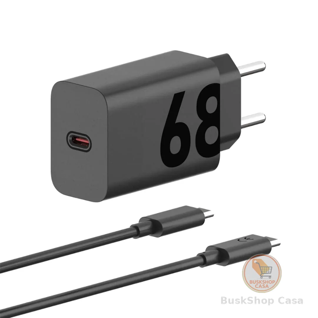 Motorola, Carregador de Parede Turbo Power 68W, Cabo 1 Metro, Porta USB-C, Cabo USB-C