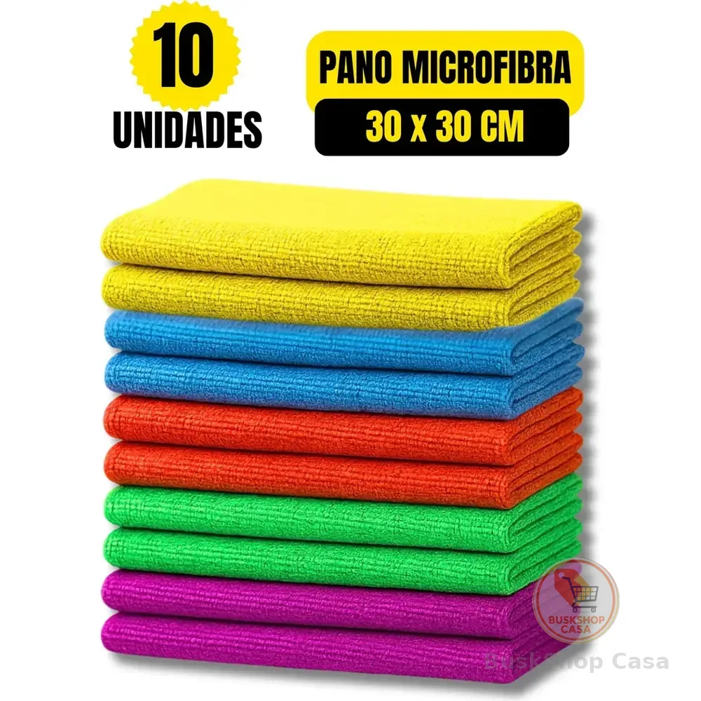 10 Flanela Pano Microfibra Limpa Carro Vidro Pia Multiuso Cor Sortidos Home Safe Home