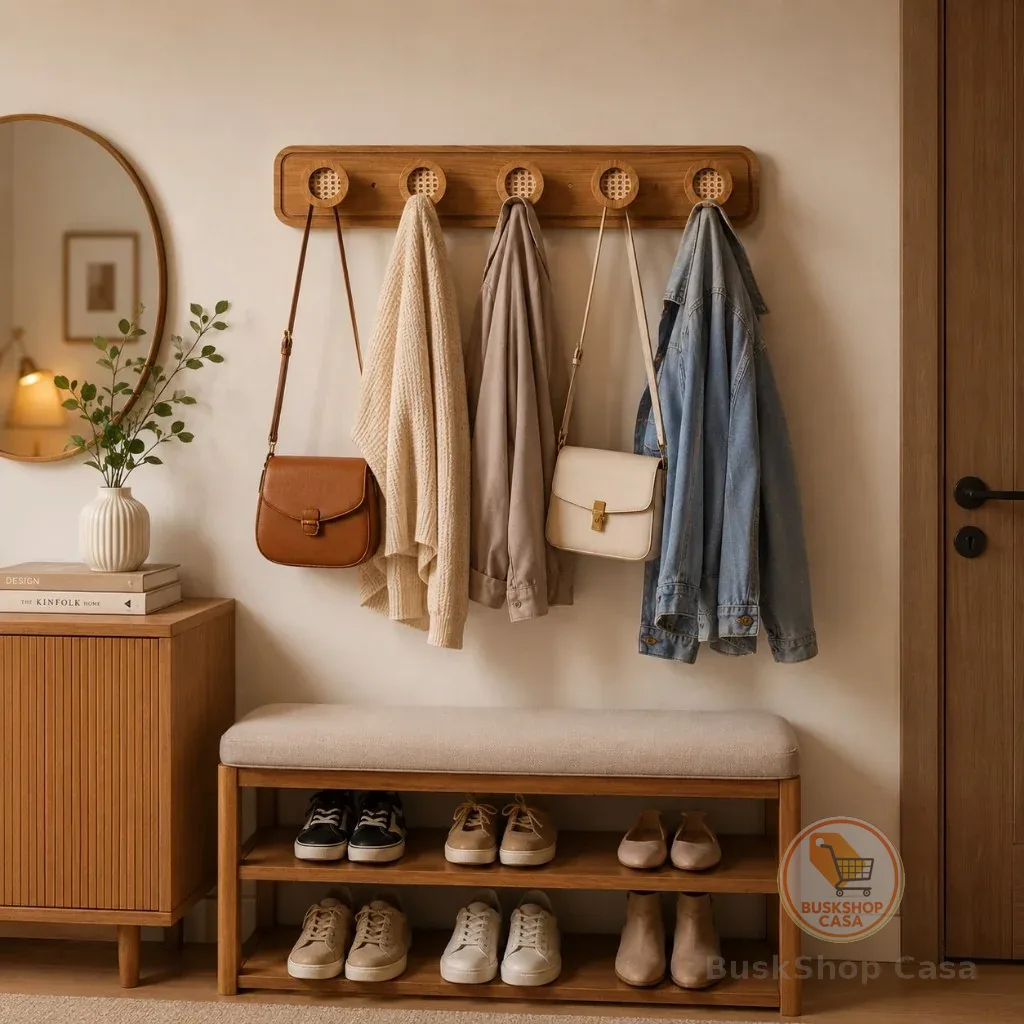 Cabideiro de Parede Boho com Palha Indiana para Quartos/Salas/Loja de Roupas- Provadores