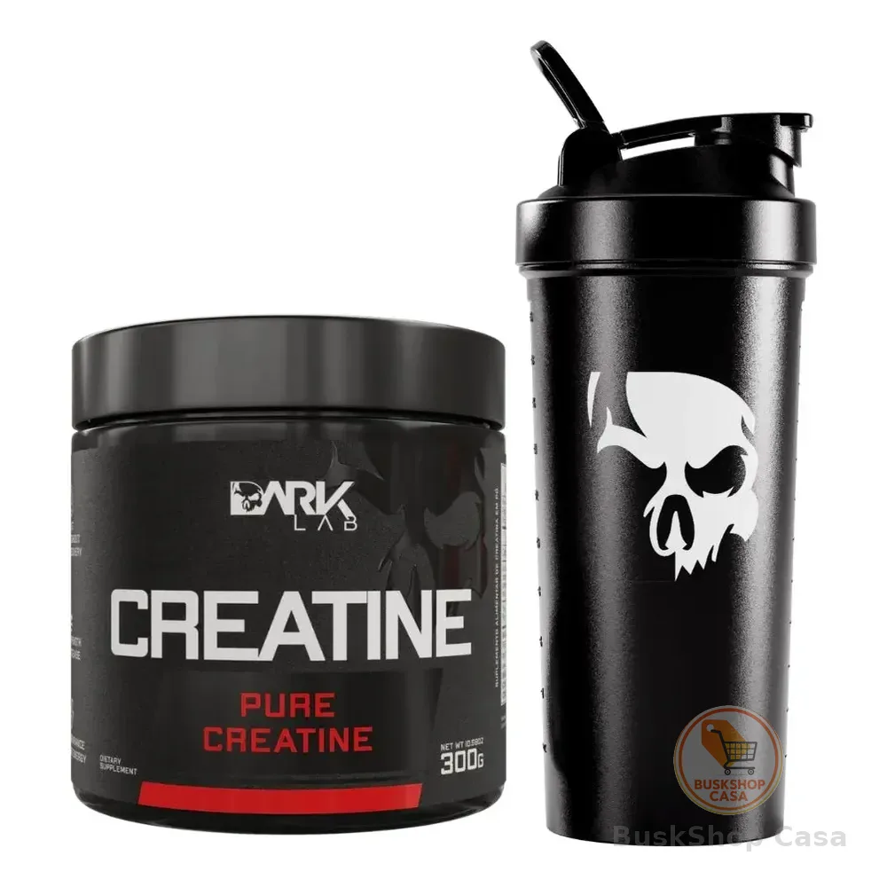 Creatina 100% Pura Sem Sabor 300g + Coqueteleira Preta 700ml Dark Lab