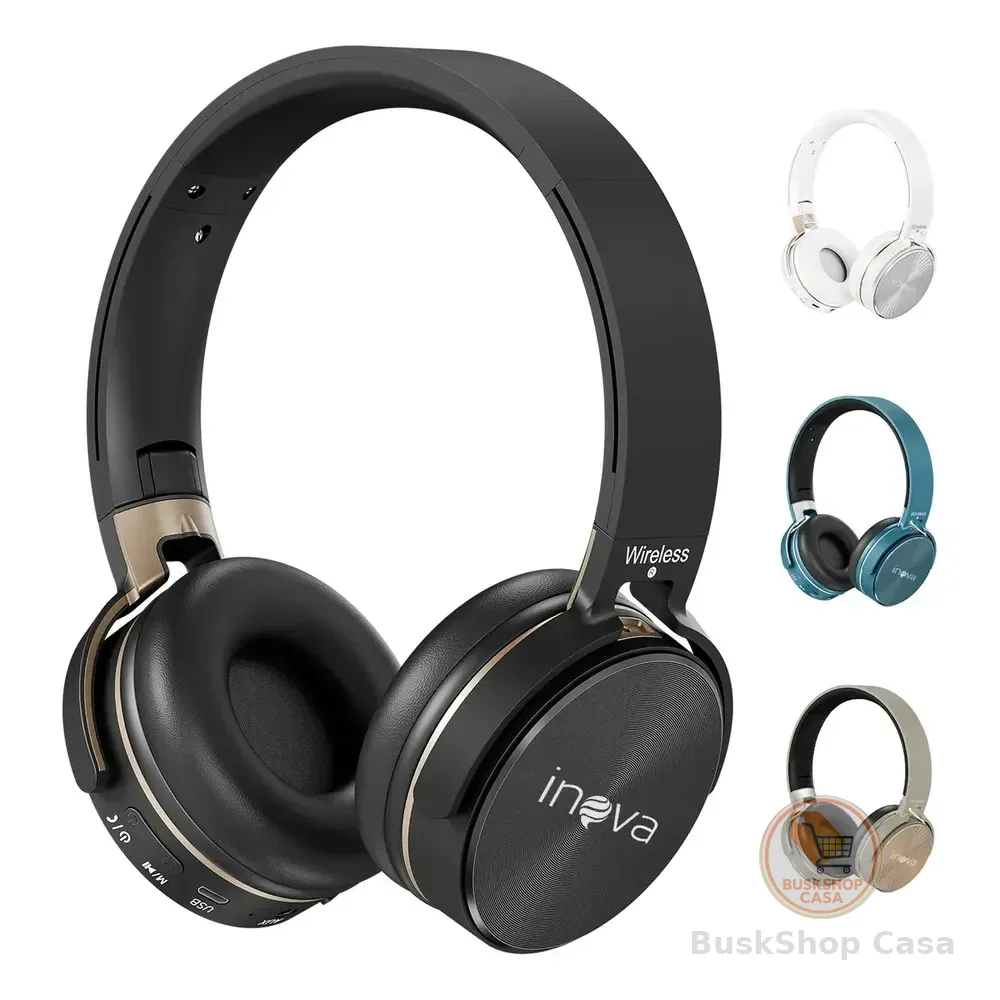 Fone De Ouvido Over-ear Inova Bt-950 Bluetooth 5.2 Sem Fio Com Microfone E Redução De Ruído Para Celular E Notebook Preto
