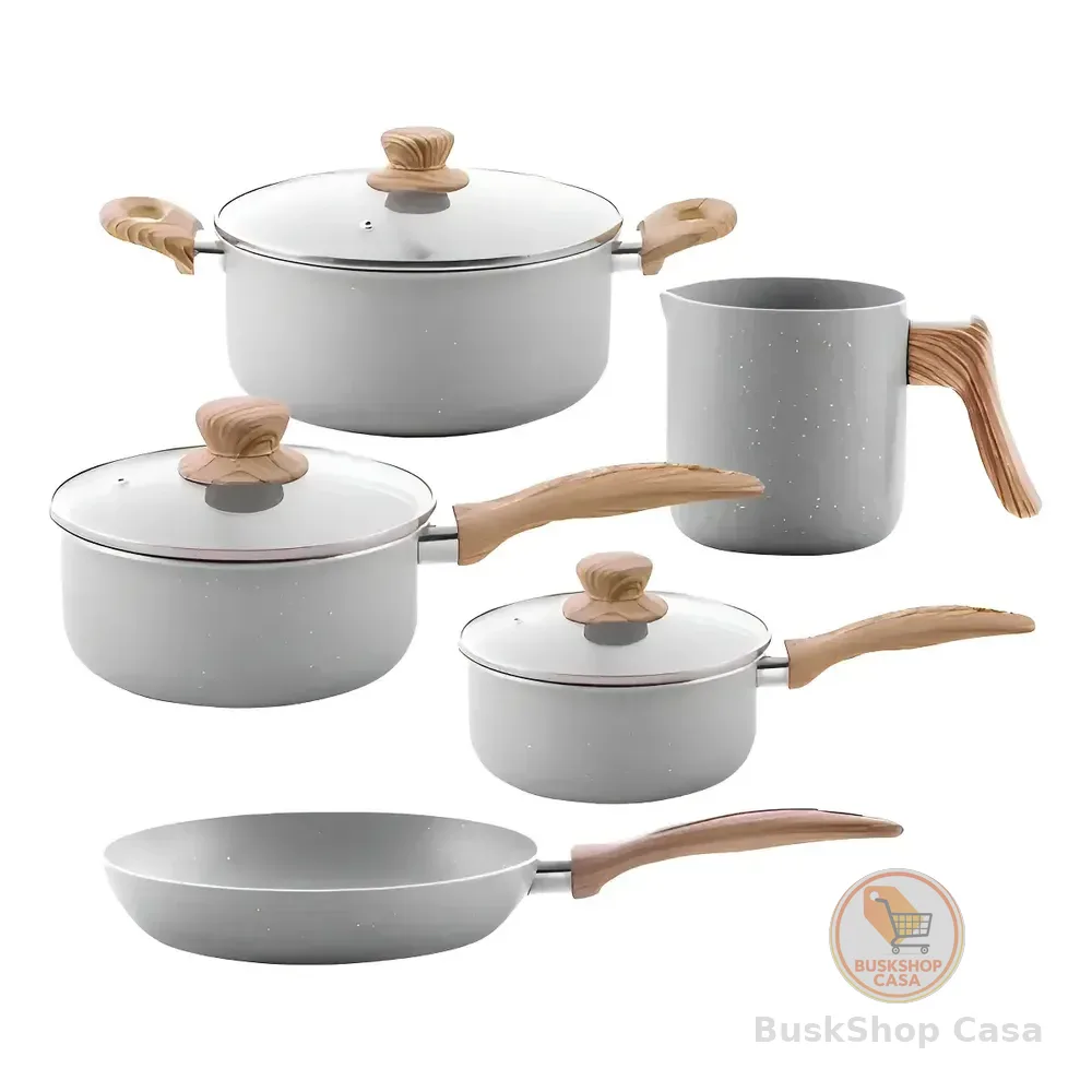 Conjunto Completo: 5 Panelas Brinox Ceramic Life Cinza