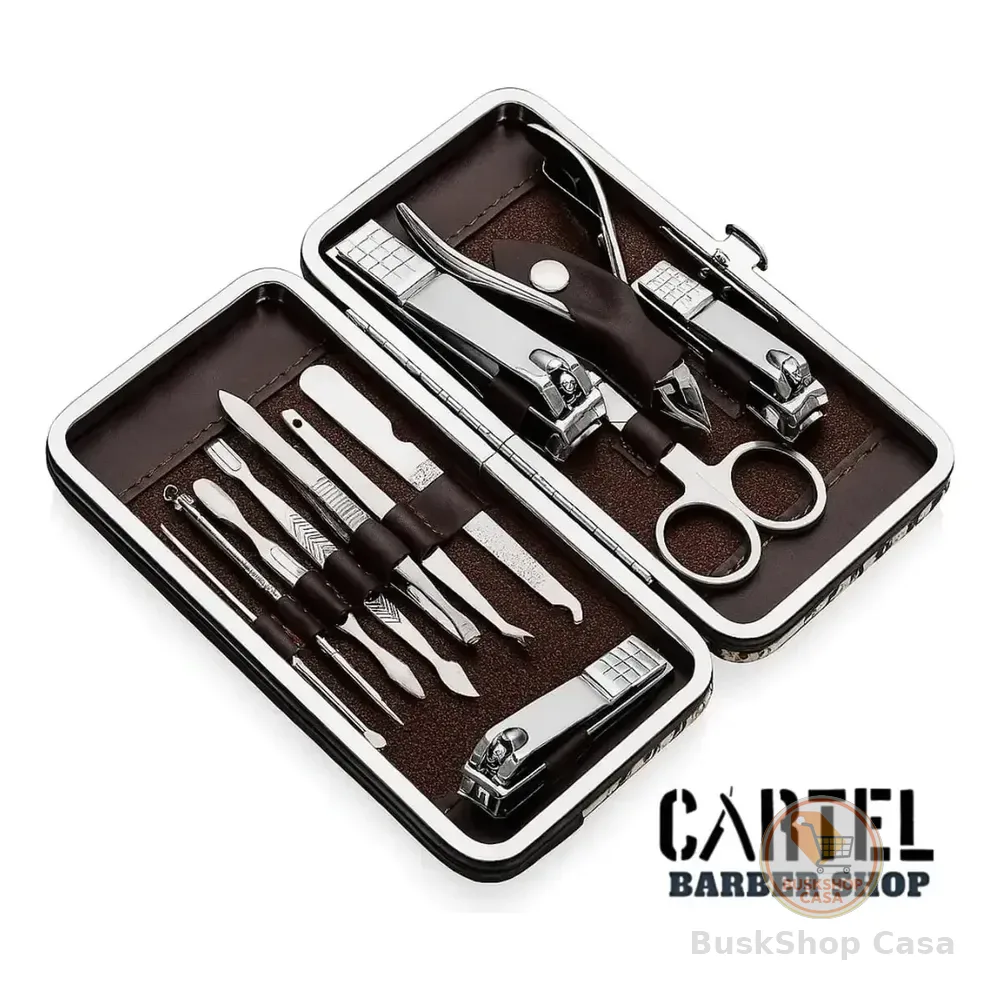 Kit Cortador De Unha Portátil Estojo Alicate Manicure 12 Pç - Desencravador De Unha Manicure Alicate Lixa Profissional Tesoura Empurrador De Cutículas Pinça Portátil Dobrável