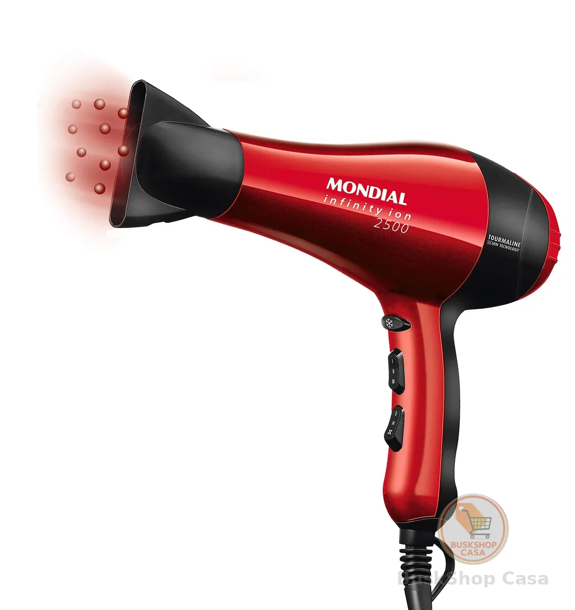MONDIAL Secador, Infinity Íon 2500, 220V, Preto/Vermelho, 1900W - SC-12