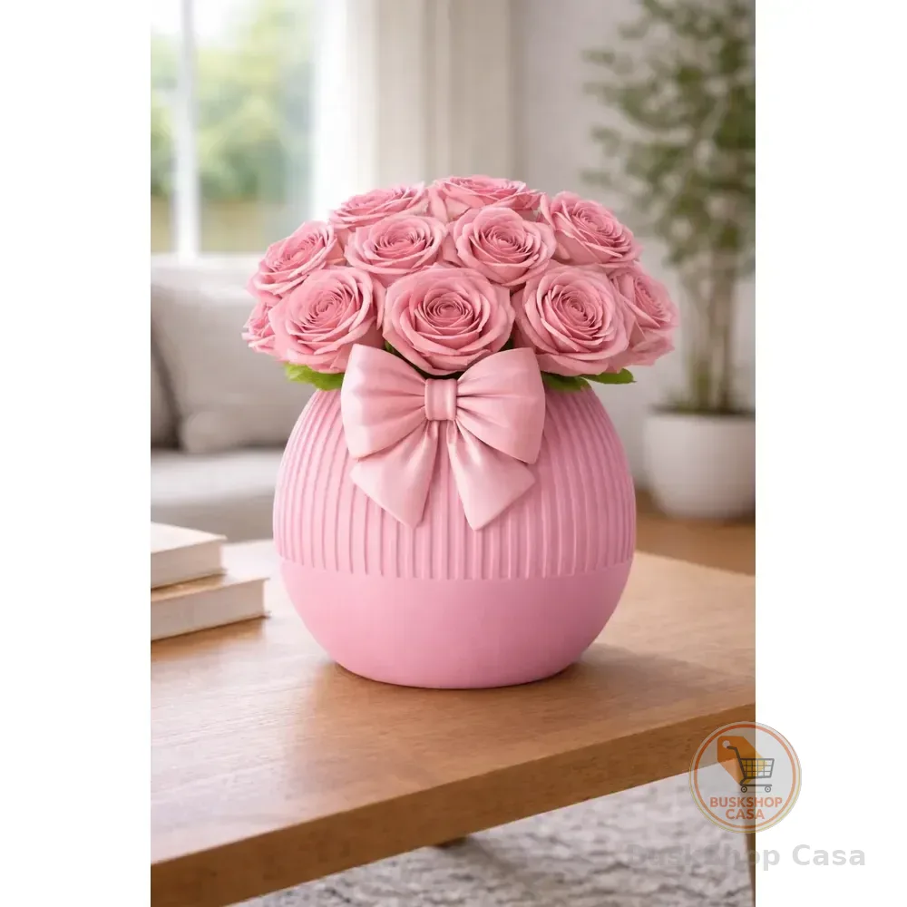 Vaso Decorativo Moderno Com Laço Elegante Para Sala E Mesa Rosa Vaso Com Laço