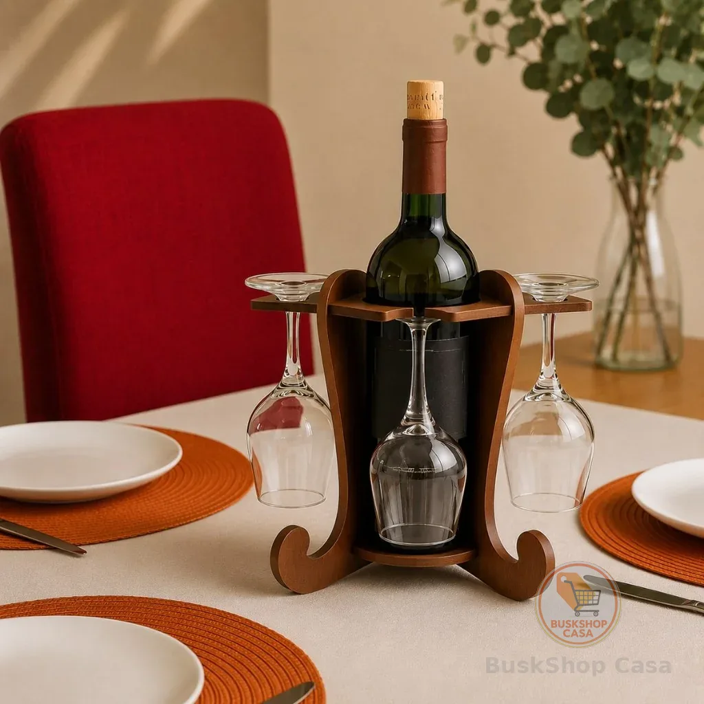 Adega de Vinhos Preta com Suporte para 4 Taças Elegancia Praticidade Bancada Mesa