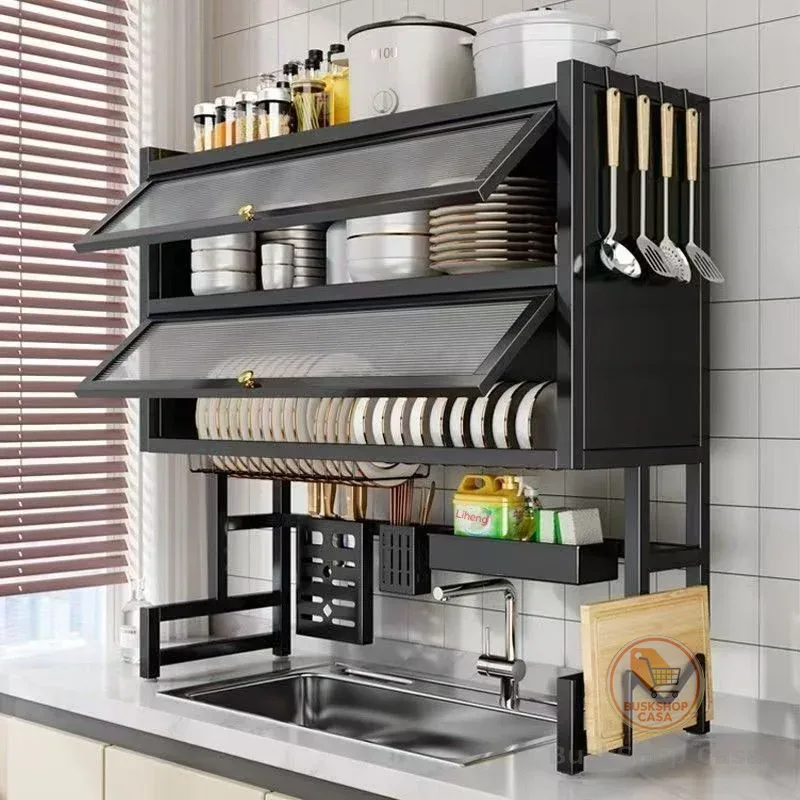 Escorredor De Louça Cozinha Suspensa Modula  Pia Rack Organizador Estante poeira porta armário