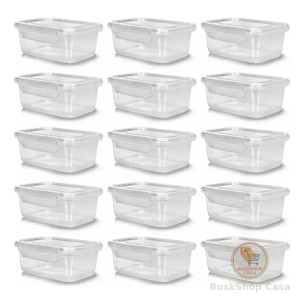 Kit 10 Potes 750ml Herméticos Travas Marmita Reutilizável Transparente