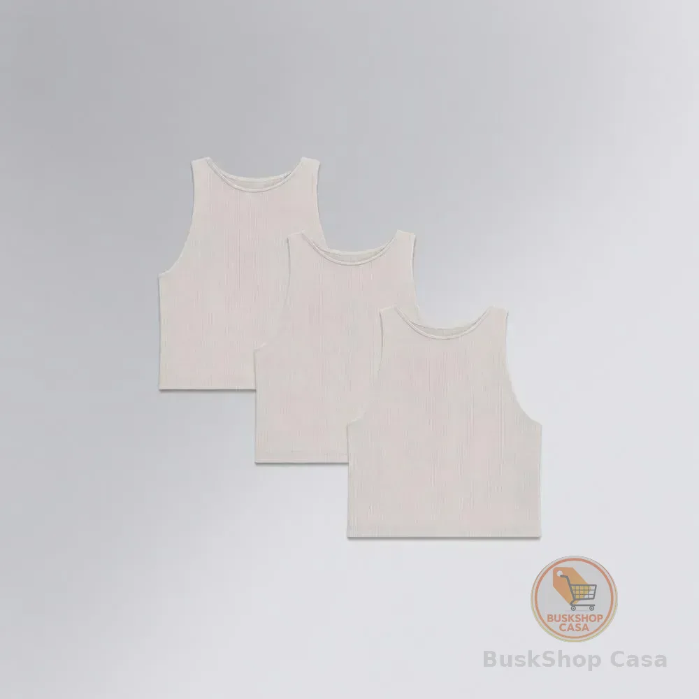Kit 3 Regatas Insider Cropped In-form Seamless Sand Beige U