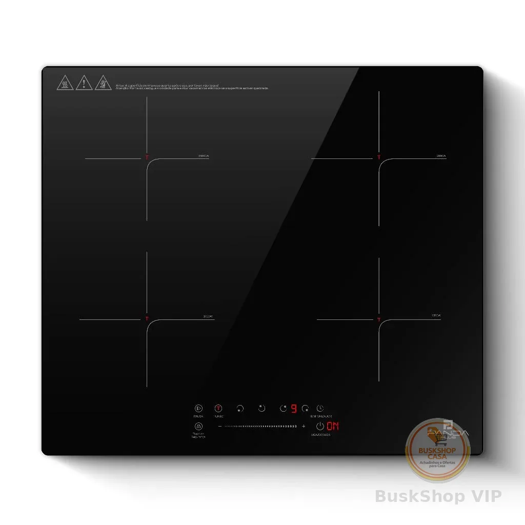 Cooktop Indução 4 Bocas embutir Preto 220V Painel Touch Mesa Vitrocerâmica 7000W Panda Plus