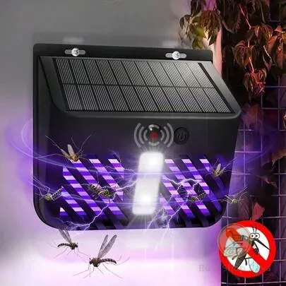 SEAGO Iluminação Repelente de Mosquitos Alimentada por Energia Solar, Lâmpada Matadora de Mosquitos Impermeável para Quintal, Jardim, Vila, Repelente de Mosquitos Sem Fio Alimentado por Energia Solar, Capacidade da Bateria de 1200mAh, Acompanha Parafusos de Instalação