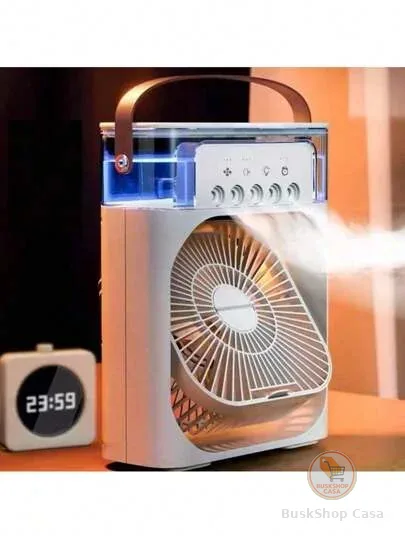 Refrigerador De Ar Ventilador Umidificador Portátil Com Led Reservatório De Água Led Tipo C USB