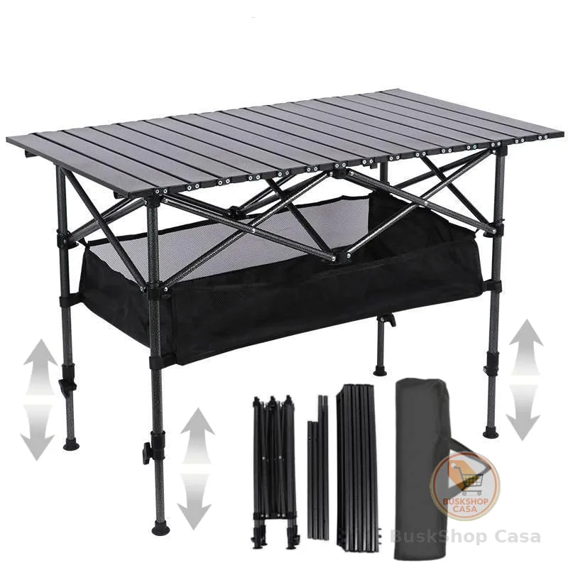 OYFOX Mesa Dobrável 120cm Ultraleve Portátil Altura Ajustável Resistente Para Camping Garden Life Acampamentos Churrascos Piqueniques Caminhadas Pesca Preto