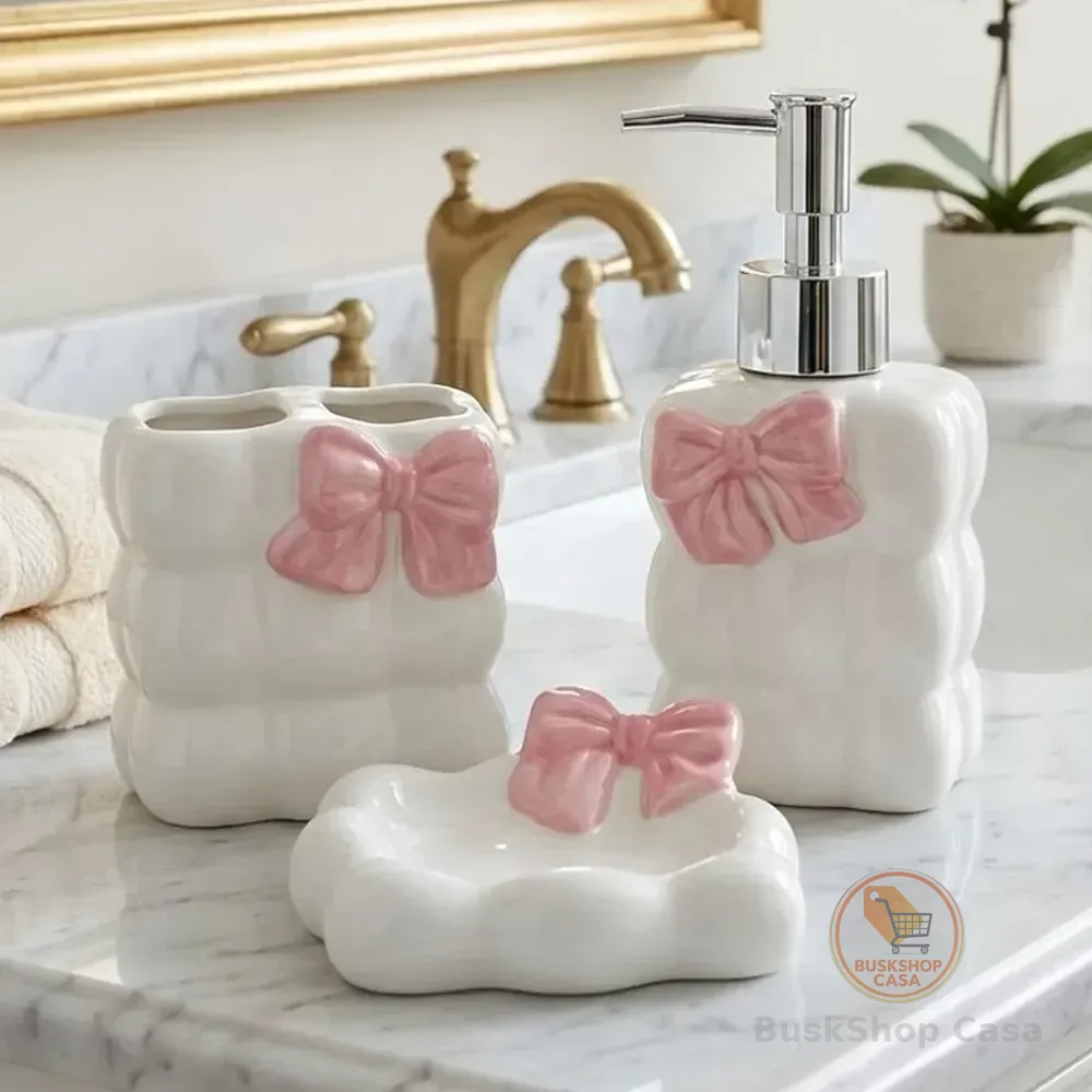 Kit Banheiro Lavabo Dispenser Porta Escova Saboneteira 3 Pçs