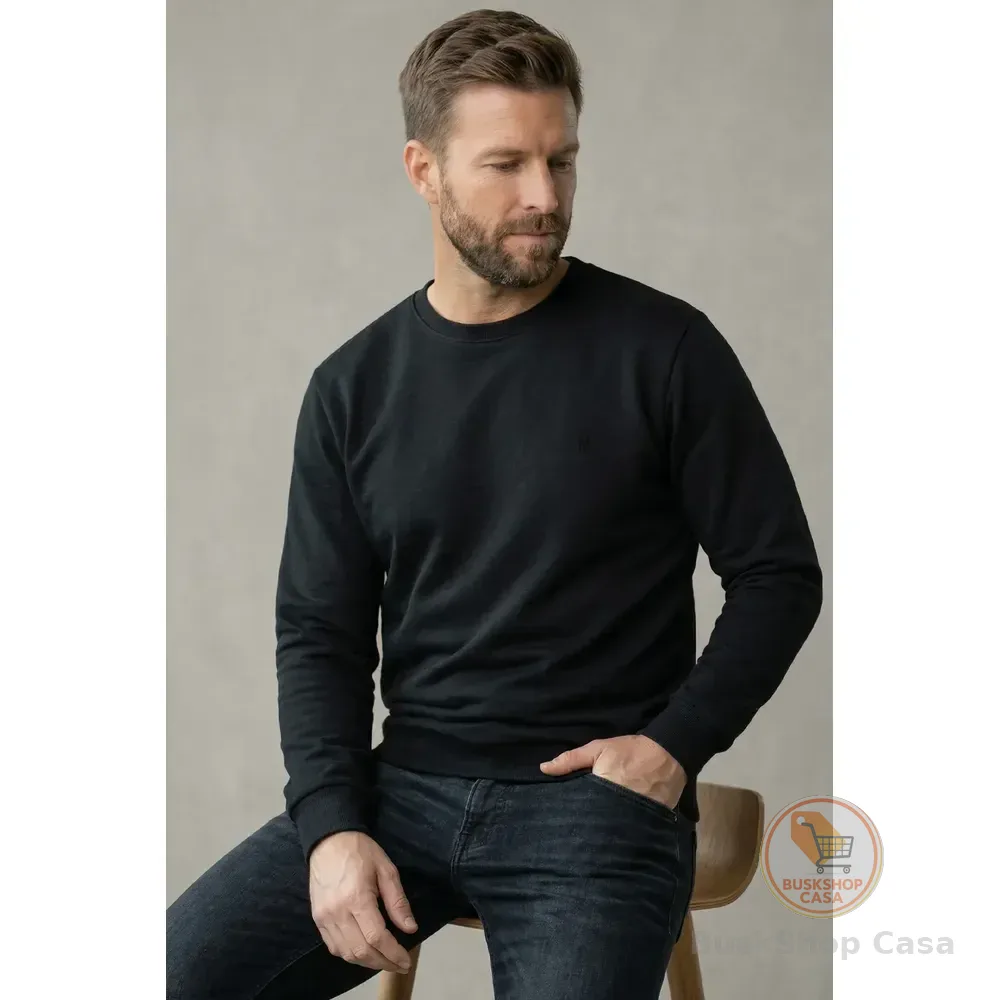 Moletom Masculino Leve Gola Careca Polo Wear Preto M Preto