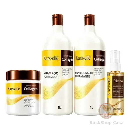 Kit Karssellé Shampoo 1l + Condicionador 1l + Máscara 500g + Óleo 60ml