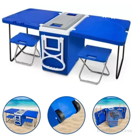 SUPER CAIXA TÉRMICA COM 2 MESAS E 2 BANQUETAS INTEGRADAS  COOLER MULTIFUNCIONAL 5 EM 1 – 32 LITROS TOY 25857