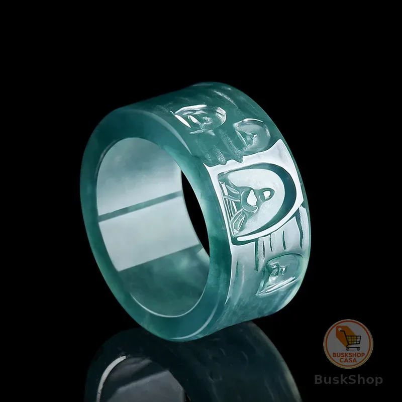 Anel de Buda em Jadeíta Birmanesa Natural, Joia de Designer de Luxo com Pedra Preciosa, Amuleto de Moda Esculpido em Jade Genuíno, Presentes para Mulheres