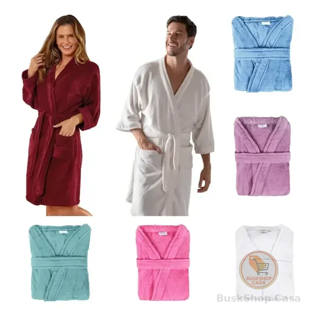 Roupão De Microfibra Feminino Masculino Adulto Inverno Bolso