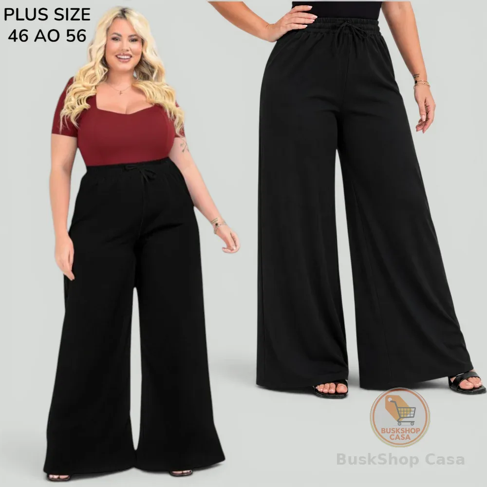 Calça Plus Size Feminina Social Calça Wide Leg Feminina Calsa Feminina Plus Size Calça Larga Feminina Plus Size Causa
