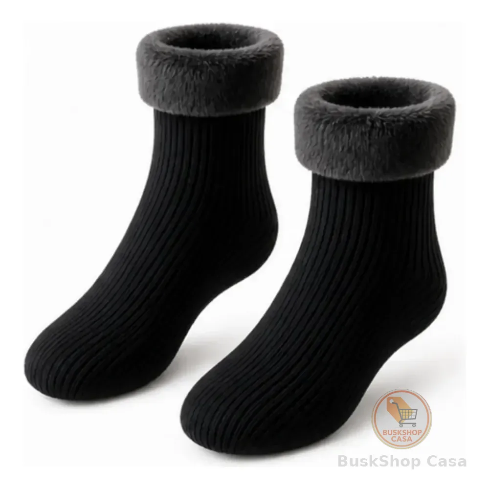 Kit 6 Pares Meia Térmica Grossa Quente Inverno Frio Forrada Preto Kit 1 Par 34-44